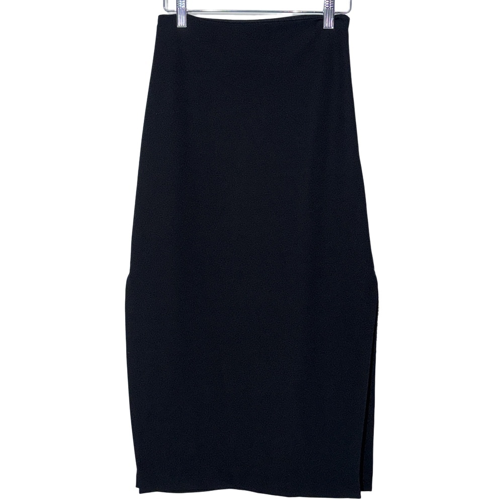 NEW Abercrombie & Fitch Black Polyester Side Slit Long Maxi Skirt Womens Size S